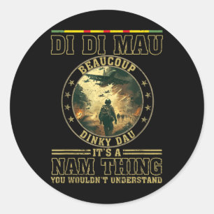 Sticker Rond Di Mau Son Nam Thème Dinky Dau Dau Funny Vietnam V