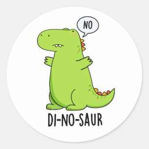 Sticker Rond Di-no-saur Blagues drôles de dinosaures 