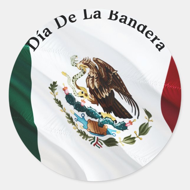 Sticker Rond Día de la Bandera (Jour du Drapeau Mexicain) (Devant)