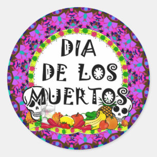 Sticker Rond Dia De Los Muertos