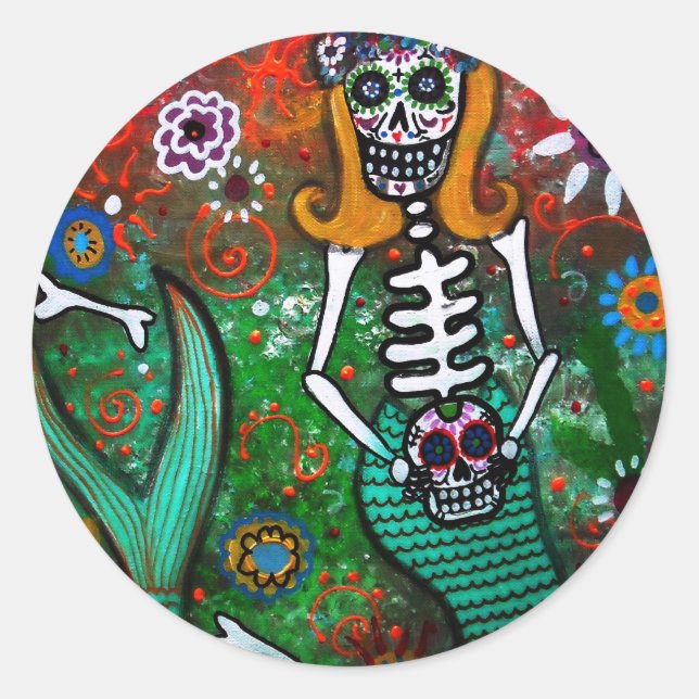 STICKER ROND DIA DE LOS MUERTOS (Devant)
