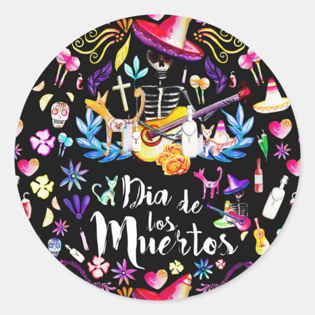Sticker Rond Dia De Los Muertos (Devant)