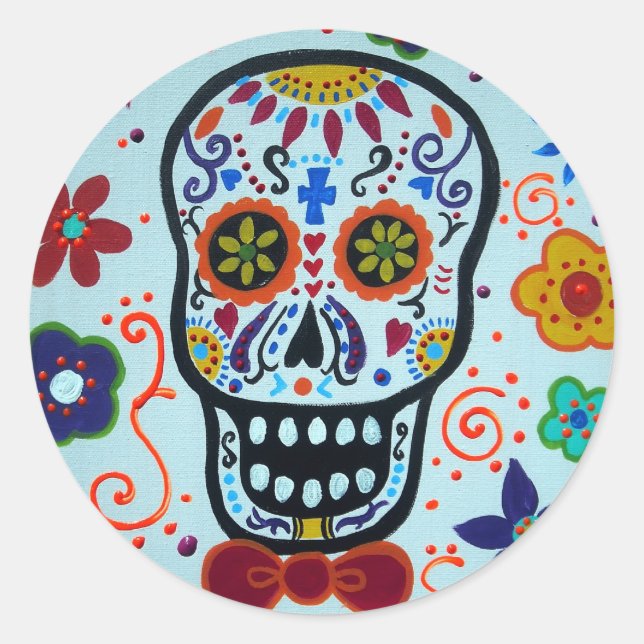 STICKER ROND DIA DE LOS MUERTOS (Devant)