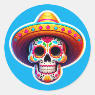 Sticker Rond Dia de los Muertos 5
