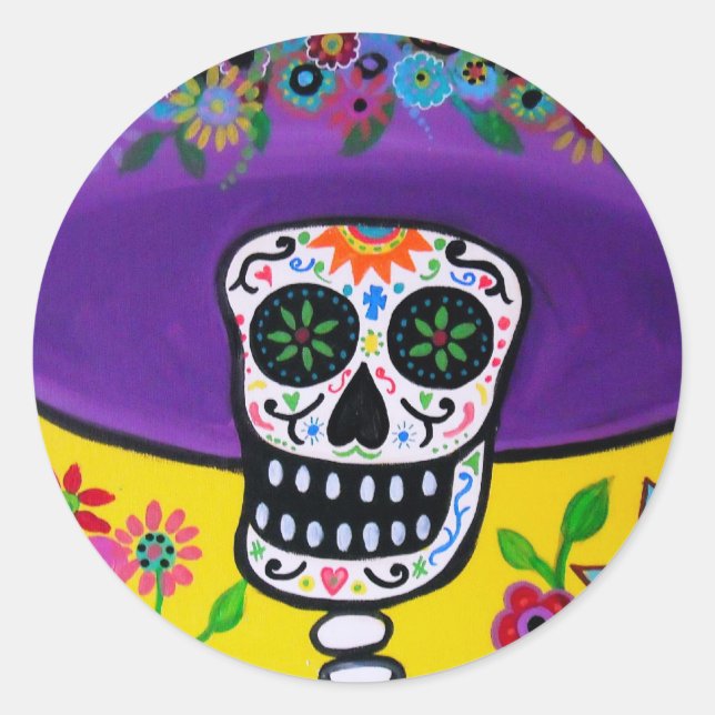 STICKER ROND DIA DE LOS MUERTOS CATRINA (Devant)