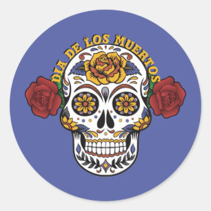 Sticker Rond Dia de los Muertos Crâne à sucre