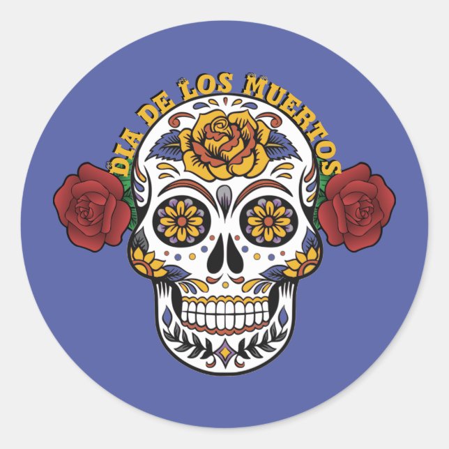 Sticker Rond Dia de los Muertos Crâne à sucre (Devant)