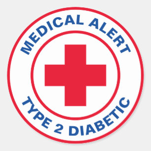Sticker Rond Diabète Alerte Médicale Type 2 Diabétique Rouge