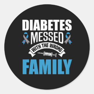 Sticker Rond Diabète Messagé Avec La Mauvaise Famille T1D Type