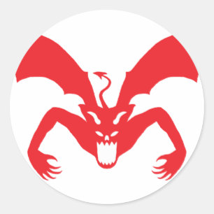 Sticker Rond Diable blanc et rouge