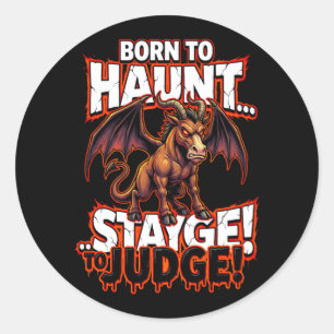 Sticker Rond Diable de Jersey Né pour Hanter Humour de Cryptide