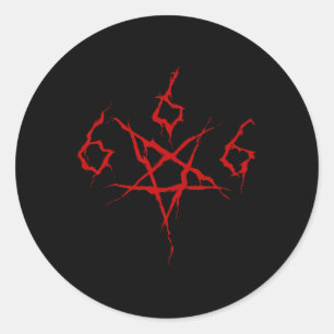 Sticker Rond Diable Satan Satanic 666 Pentagram Occulte Horreur