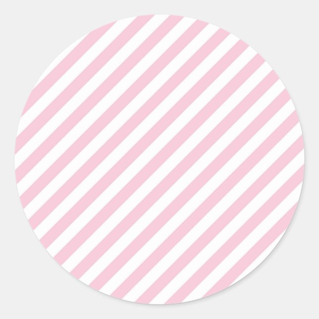 Sticker Rond Diagonal white and pink stripes pattern (Devant)