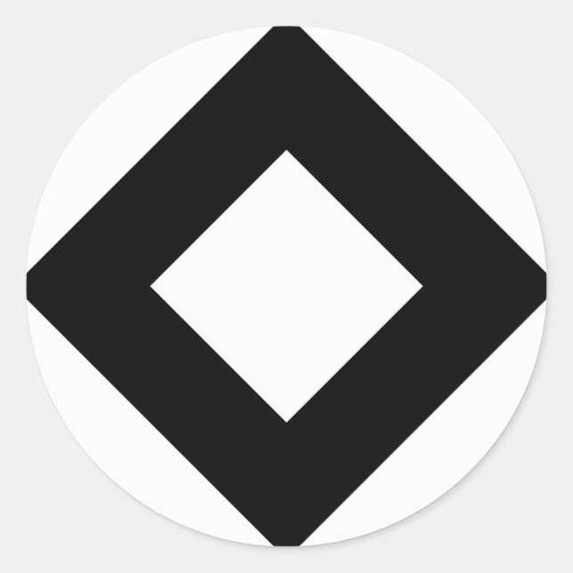 Sticker Rond Diamant blanc, Bordure noire en gras (Devant)