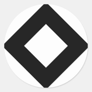Sticker Rond Diamant blanc, frontière noire audacieuse