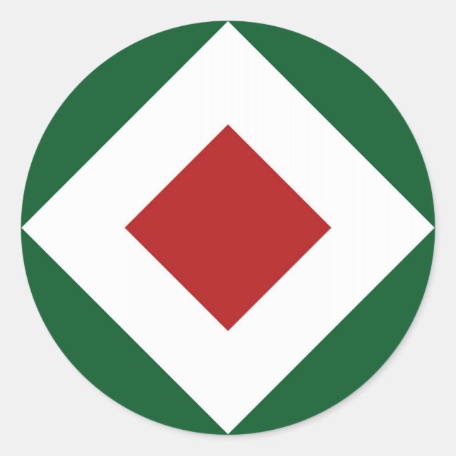 Sticker Rond Diamant rouge, Téméraire blanc sur Vert (Devant)