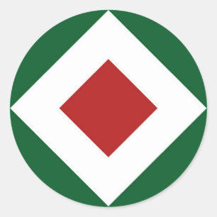Sticker Rond Diamant rouge, Téméraire blanc sur Vert