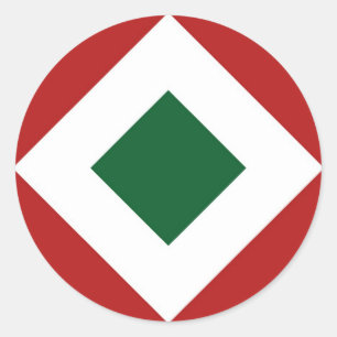 Sticker Rond Diamant vert, Bordure blanche gras sur Rouge