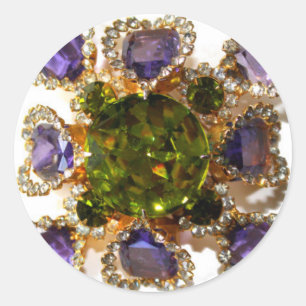 Sticker Rond Diamants d'améthyste violet Emeralds bijoux