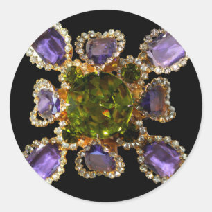 Sticker Rond Diamants d'améthyste violet Emeralds bijoux
