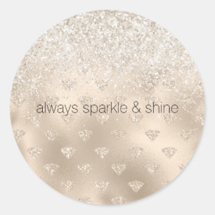 Sticker Rond Diamants de Parties scintillant Gold White Glitz