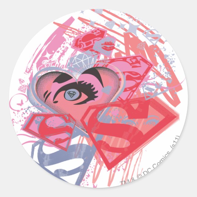 Sticker Rond Diamants et lèvres Supergirl (Devant)