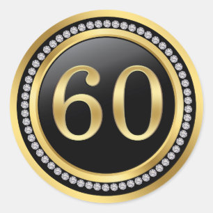Sticker Rond Diamants imprimés 60e anniversaire du Mariage