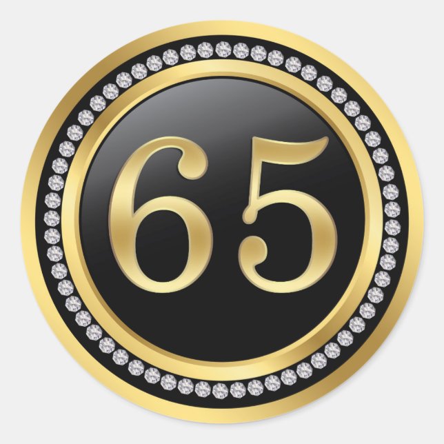 Sticker Rond Diamants imprimés 65e anniversaire du Mariage (Devant)