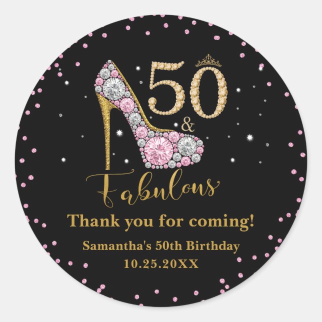 Sticker Rond Diamond Parties scintillant Cinquante et fabuleux  (Devant)