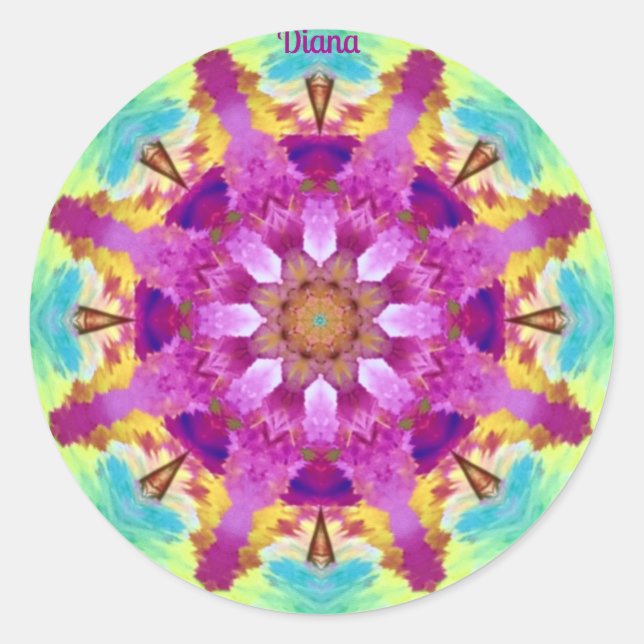 STICKER ROND DIANA ~ KALEIDOSCOPE ABSTRAIT CLAIR ~ (Devant)