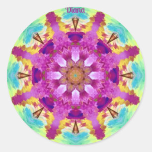 STICKER ROND DIANA ~ KALEIDOSCOPE ABSTRAIT CLAIR ~