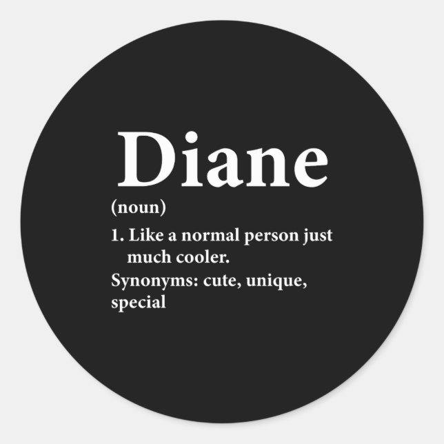 Sticker Rond Diane Name Definition Funny D  (Devant)