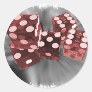 Sticker Rond Dice Red High Roller Las Vegas