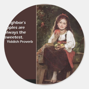 Sticker Rond Dicton Yiddish Concernant Les Pommes & Graphique