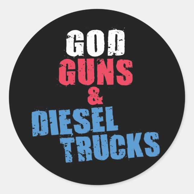 Sticker Rond Dieu Armes Et Camions Diesel (Devant)