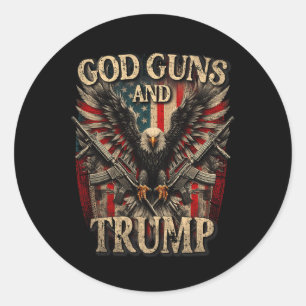 Sticker Rond Dieu Armes Et Trump 2e Amendement Drapeau Aigle Am