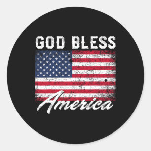 Sticker Rond Dieu Béni Amérique Usa Drapeau 4 juillet Patriotiq