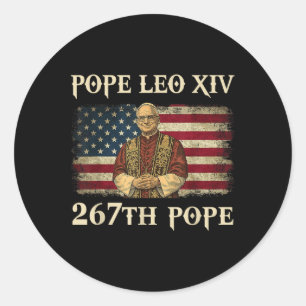Sticker Rond Dieu Béni Pape Leo Xiv Pape Leo Xiv Chemise Pape L