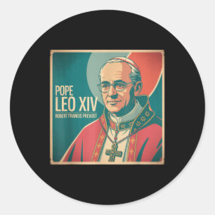 Sticker Rond Dieu Béni Pape Leo Xiv Pape Leo Xiv Chemise Pape L