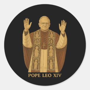 Sticker Rond Dieu Béni Pape Leo Xiv Pape Leo Xiv Chemise Pape L