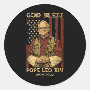 Sticker Rond Dieu Béni Pape Leo Xiv Robert Francis Prevost Amer