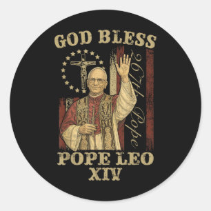 Sticker Rond Dieu Béni Pape Léon Xiv Cardinal Robert Prevost