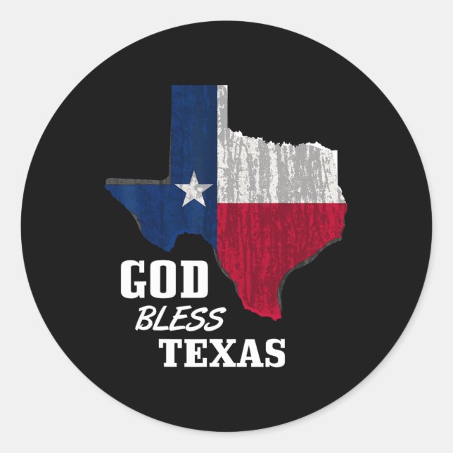 Sticker Rond Dieu Béni Texas Drapeau Texas Fête de l'Indépendan (Devant)