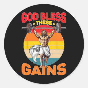 Sticker Rond Dieu Bénit Ces Gains Musculation -