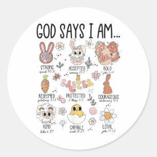 Sticker Rond Dieu dit que je suis jour de Pâques