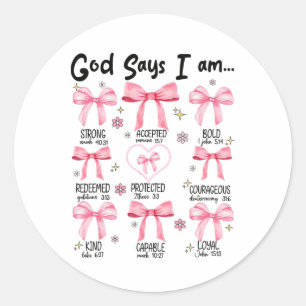 Sticker Rond Dieu Dit Que Je Suis Rose Coquette Christian Jesus