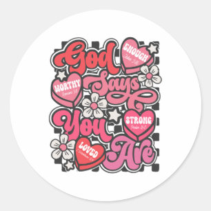 Sticker Rond Dieu Dit Que Vous Êtes Valentine Candy Heart Chris