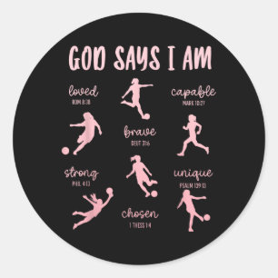 Sticker Rond Dieu dit Verset de la Bible chrétienne Football re