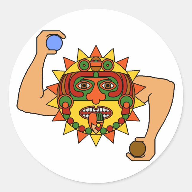 Sticker Rond Dieu du Soleil Maya - Kinich Ahua (Devant)