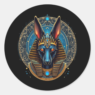 Sticker Rond Dieu égyptien Anubis Mythologie de l'Égypte antiqu